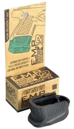 Strike Industries EMPG42B Enhanced Magazine Plate  made of Polymer with Black Finish  &  Extra Gripping Surface for Glock 42 Magazines (Adds 2rds)