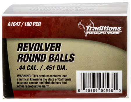 Traditions A1647 Revolver  44Cal Lead Ball 140gr 100/Box