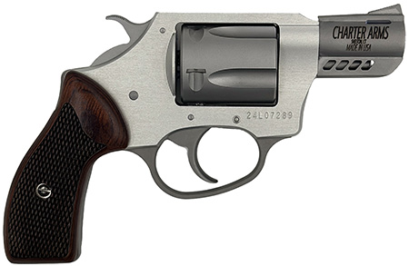 Charter Arms 53802 Coyote  Small 380 ACP 5 Shot 2" Ported Stainless Steel Barrel, Stainless Steel Cylinder, Anodized Aluminum Frame, Rosewood Checkered Grip, Exposed Hammer
