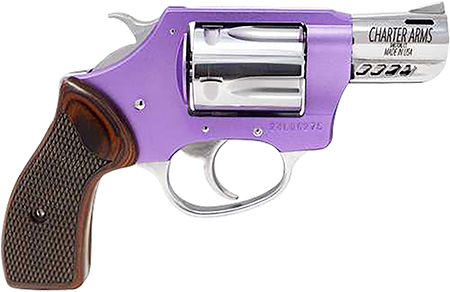 Charter Arms 53804 Off Duty Coyote 380 ACP 5rd 2" High Polished Ported Barrel  &  Cylinder, Lavender Aluminum Frame, Rosewood Checkered Grip, Standard Hammer
