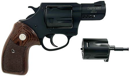 Charter Arms 13920 Double Dog  Large 9mm Luger/357 Mag/38 Special 5 Shot 2.20" Overall Black Passivate Stainless Steel Ported Barrel, Cylinder  &  Frame, Walnut Grip, Exposed Hammer