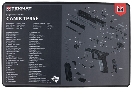 TekMat TEKR17CANIKTP9SF  Cleaning Mat Black/Gray Rubber 11"x17" Canik TP9SF Diagram