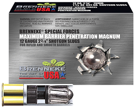 Brenneke SL122MBPM Special Forces Maximum Barrier Penetration Magnum 12Gauge 2.75" 1 3/8oz Slug Shot 5 Per Box/50 Case