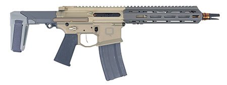 Q LLC HB55610INPISTOL Honey Badger  5.56 NATO 30+1 10" Threaded Barrel, M-LOK Handguard, Aluminum Receiver, Tan SB Tactical Brace