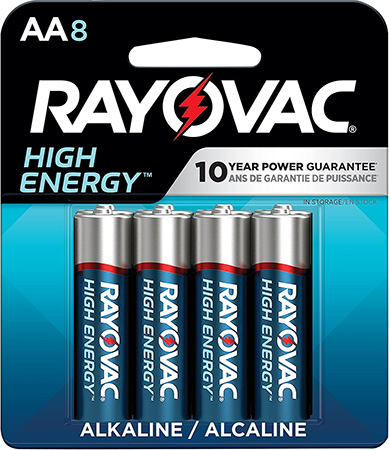 Rayovac 8158T03 AA Batteries  1.5 Volts Alkaline 2,700 mAh Pkg of 8