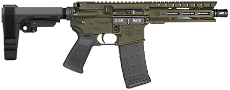 Diamondback DB1913K101 DB15  5.56 NATO 30+1 7" Black Nitride Heavy Threaded Barrel, OD Green Cerakote Picatinny Rail Aluminum Receiver, 6" M-LOK Handguard, SB Tactical Brace  &  Black Magpul MOE Grip
