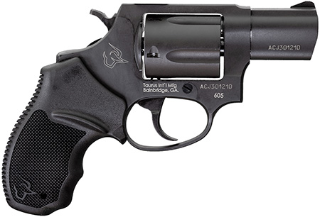 Taurus 2-605021 605  Small 357 Mag/38 Special +P 5 Shot 2" Matte Black Oxide Alloy Steel Barrel, Cylinder  &  Frame, Black Finger Grooved Rubber Grip, Transfer Bar, Safety Exposed Hammer