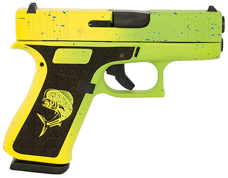 Glock PX4350204MAHIWG G43X  Sub-Compact Frame 9mm Luger 10+1 3.41" Black GMB Barrel, Mahi Cerakote Serrated Steel Slide, Mahi Polymer Frame w/Beavertail  &  Front Rail, Black Textured Grip, Ambidextrous