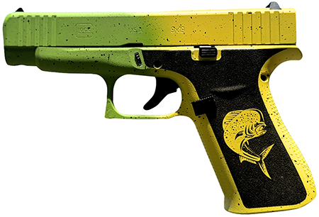Glock PX4350204MAHIWG G43X  Sub-Compact Frame 9mm Luger 10+1 3.41" Black GMB Barrel, Mahi Cerakote Serrated Steel Slide, Mahi Polymer Frame w/Beavertail  &  Front Rail, Black Textured Grip, Ambidextrous
