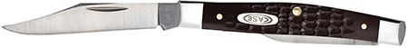 Case 00083 Pen Small 2"/1.47" Folding Clip/Pen Plain As-Ground Stainless Steel Blade Brown Jigged Synthetic Handle