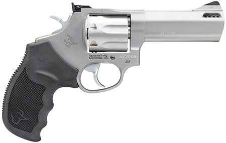 Taurus 2-627049 Tracker 627 Medium 357 Mag/38 Special +P 7 Shot 4" Matte Stainless Steel Barrel, Cylinder  &  Frame, Black Ribber Grip, Transfer Bar Safety, Exposed Hammer