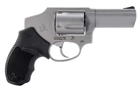 Taurus 2-650139 650  Small 357 Mag 38/Special +P 5 Shot 3"  Stainless Steel Barrel, Cylinder  &  Frame, Black Rubber Grip, Transfer Bar Safety, Concealed Hammer