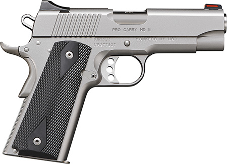 Kimber Mfg.,inc 3200044CA Pro Carry HD II (CA) 38 Super 9+1 4" Stainless Steel Slide Satin Silver Black Synthetic Double Diamond Checkering Grip