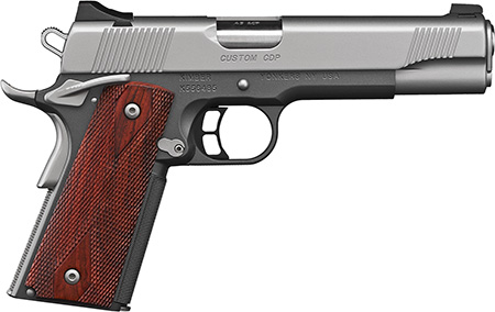 Kimber Mfg, Inc 3000234 CDP Custom 45 ACP 7+1 5" Stainless Match Grade Barrel, Kimpro II Silver Serrated Stainless Steel Slide, Kimpro II Gray Aluminum Frame w/Beavertail, Rosewood Grip
