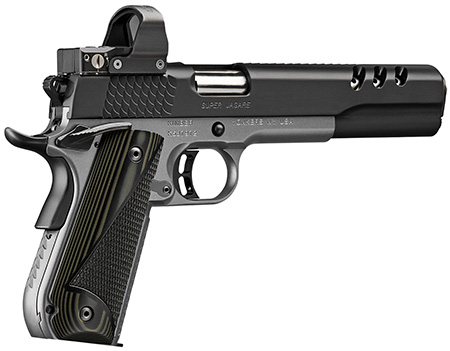 Kimber Mfg, Inc 3000278 Super Jagare w/Optic 10mm Auto 8+1 6" Stainless Match Grade Barrel, Diamond Carbon Coating Ported/Serrated Stainless Steel Slide, Kimpro II Gray Micarta Grip, Delta Pro Red Dot