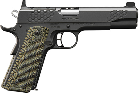 Kimber Mfg, Inc 3000360 KHX Custom 45 ACP 8+1 5" Stainless Match Grade Barrel, KimPro II Gray Serrated Stainless Steel Slide, Kimpro II Gray Stainless Steel Frame w/Beavertail, G10 Grip