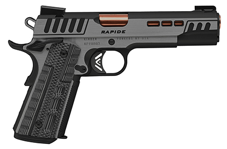 Kimber Mfg.,inc 3000430 Rapide Dusk 45 ACP 8+1 5" Rose Copper Steel Barrel, Black KimPro II Lightening Cut/Serrated Stainless Steel Slide, Black KimPro II Steel Frame w/Beavertail Black, G10 Grip