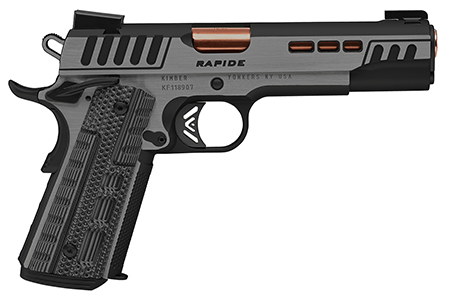 Kimber Mfg.,inc 3000431 Rapide Dusk 9mm Luger 9+1 5" Rose Copper Steel Barrel, Black KimPro II Lightening Cut/Serrated Stainless Steel Slide, Black KimPro II Steel Frame w/Beavertail Black, G10 Grip