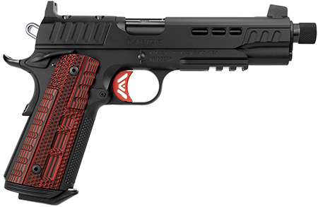 Kimber Mfg.,inc 3000438 Rapide Heat 45 ACP 8+1 5.50" Black DLC Threaded Barrel, KimPro II Black Lightening Cut/Optic Ready/Serrated Steel Slide, Kimpro II Black Steel Frame w/Beavertail, Red G10 Grip