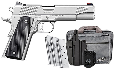 Kimber Mfg.,inc 3200007 Stainless II Club Bundle 45ACP 7+1 5" Satin Silver Front Serrations Stainless Steel Slide Black Synthetic Grip
