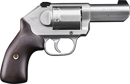 Kimber Mfg, Inc 3400011CA K6S *CA Compliant DAO 357 Mag 6 Shot 3" Brushed Stainless Steel Barrel, Cylinder  &  Frame, Large Smooth Walnut Grip, Concealed Hammer