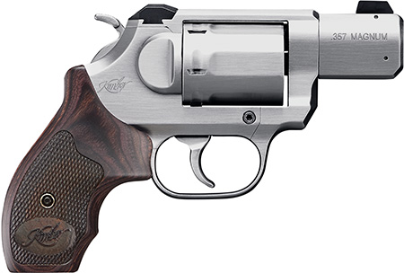 Kimber Mfg, Inc 3400021 K6S  DA/SA 357 Mag 6 Shot 2" Brushed Stainless Steel Barrel  &  Cylinder, Brushed Stainless Steel Frame, Diamond Checkering Grip, Exposed Hammer