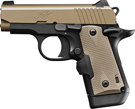 Kimber Mfg.,inc 3300209 Micro Desert Tan LG NS 380 ACP 7+1 2.75" Matte Black Stainless Steel Slide Crimson Trace Lasergrips Grip