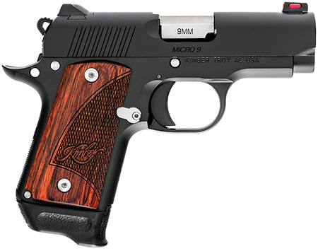 Kimber Mfg.,inc 3300241 Micro 9 RTC 9mm 7+1 3.15" Black KimPro II Stainless Steel Slide Rosewood Grip
