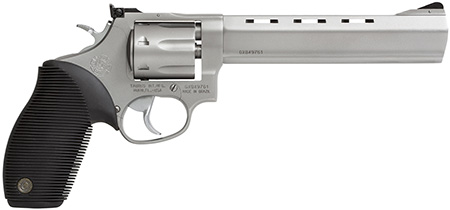 Taurus 2170069 Tracker 17 Medium Frame 17 HMR 7rd 6.50" Matte Stainless Vent Rib Barrel, Matte Stainless Steel Frame  &  Cylinder, Black Ribber Grip