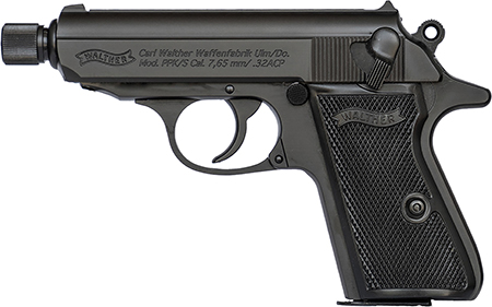 Walther Arms 4796059 PPK/S  Carry Frame 32 ACP 7+1 3.30" Black Steel Threaded Barrel, Black Serrated Zinc Alloy Slide, Black Aluminum Frame w/Beavertail, Textured Polymer Grip