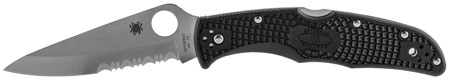 Spyderco C10PSBK Endura 4 Lightweight 3.75" Folding Drop Point Part Serrated VG-10 SS Blade Black  Textured FRN Handle Includes Pocket Clip
