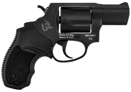 Taurus 2905021 905  9mm Luger 5rd 2" Barrel, Overall Matte Black Oxide Metal Finish,  Finger Grooved Black Rubber Grip  &  Fixed Sights