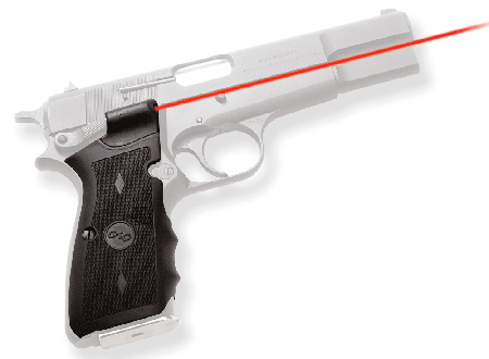 Crimson Trace 011170 Lasergrips  Fits Browning Hi-Power, Red Laser 633nM Wavelength 5mW Output, Black Polymer