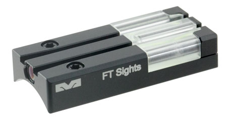 Meprolight USA 631303108 FT Bullseye Rear Sight Green Tritium FO/Black Frame Fits Remington R1, Dovetail Mount