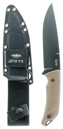 Ka-Bar 7503 Jarosz Turok 6.25" Fixed Clip Point Plain Black 1095 Cro-Van Blade, Brown Ultramid Handle, Includes Sheath