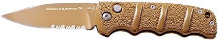 Boker 01KALS103  Kalashnikov 3.35" Spear Point Plain/Serrated Desert D2 Steel Blade Aluminum Handle