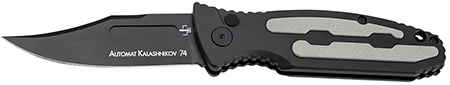 Boker 01KALS136  Kalashnikov 3.35" Clip Point Plain Black D2 Steel Blade Black/Gray Aluminum Handle