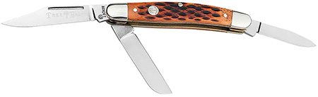 Boker 110852 Stockman Traditional Medium Clip Point/Sheepsfoot/Spey Plain D2 Steel Blade Brown Jigged Bone Handle