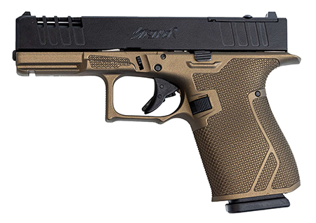 Great Lakes Firearms GL19BRZ Striker  Compact Frame 9mm Luger 15+1 4" Black Nitride Steel Barrel, Black Cerakote Serrated w/Slide Cuts Steel Slide, Bronze Cerakote Polymer Frame  &  Grip, Ambidextrous