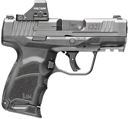 HK 81001131 CC9  9mm Luger 10+1/12+1 3.32" Black Polygonal Rifled Barrel, Optic Ready RMSc/407k Footprint/Serrated Steel Slide, Polymer Frame w/Picatinny Rail, Black Interchangeable Backstrap Grip