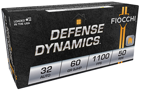 Fiocchi 32APHP Defense Dynamics  32ACP 60gr Jacketed Hollow Point 50 Per Box/20 Case