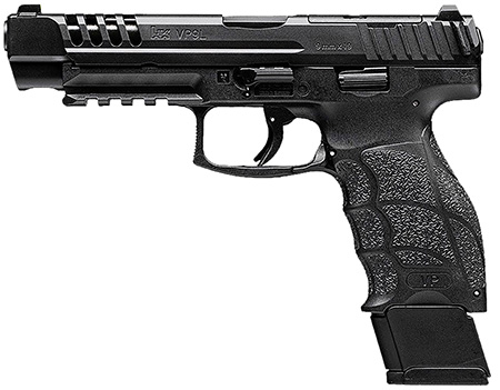 HK 81001156 VP9L  9mm Luger 20+1 5" Black Polygonal Rifled Barrel, Long/Lightening Cuts/Optic Cut Steel Slide, Polymer Frame w/Picatinny Rail, Black Interchangeable Backstrap Grip