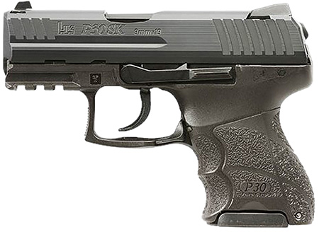 HK 81001105 P30SK V1 LEM Sub-Compact Frame 9mm Luger 12+1/15+1 3.27" Black Steel Barre, Black Cerakote Steel Slide, Polymer Frame w/Picatinny Rail, Black Interchangeable Backstrap Grip, Ambidextrous