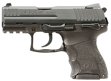 HK 81001110 P30SK V3 Sub-Compact Frame 9mm Luger 10+1 3.27" Stainless Steel Barrel, Black Cerakote Serrated Steel Slide, Black Polymer Frame w/Picatinny Rail, Ambidextrous