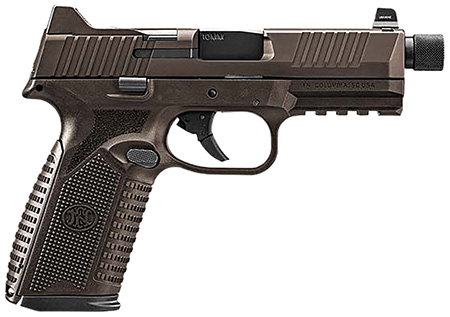 FN 66-101953 510 Tactical 10mm 22+1 4.71" Black Steel Threaded Barrel, Bronze PVD Optic Cut/Serrated Stainless Steel Slide  &  Polymer Frame w/Picatinny Rail, Interchangeable Backstrap Grip