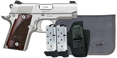 Kimber Mfg, Inc 3300250 Micro 9 RTC Bundle Micro Frame 9mm Luger 7+1 3.15" Stainless Match Grade Barrel, Kimpro II Silver Serrated Slide, Kimpro II Silver Aluminum Frame w/Beavertail, Rosewood Grip