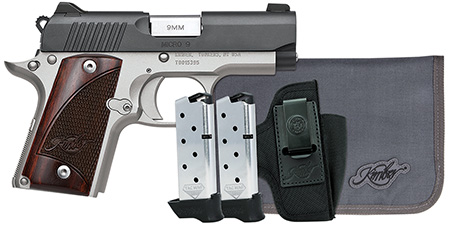 Kimber Mfg, Inc 3300251 Micro 9 RTC Bundle Micro Frame 9mm Luger 7+1 3.15" Stainless Ramped Barrel, KimPro II Black Serrated Slide, Kimpro II Silver Aluminum Frame w/Beavertail, Rosewood Grip