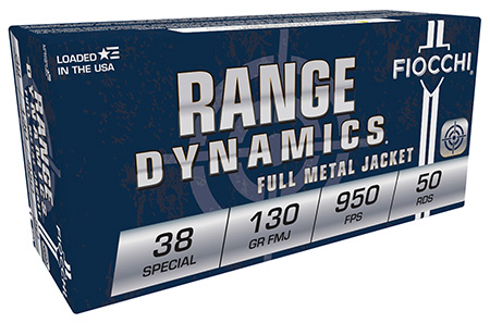Fiocchi 38A Range Dynamics  38Special 130gr Full Metal Jacket 50 Per Box/20 Case