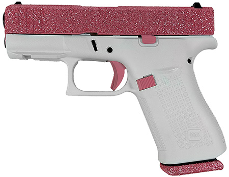 Glock PX4350204NBGF G43X  Sub-Compact Frame 9mm Luger 10+1 3.41" Black GMB Barrel, Bubblegum Cerakote Serrated Steel Slide, Frost Cerakote Polymer Frame w/Beavertail, Ambidextrous