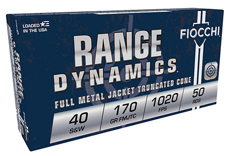 Fiocchi 40SWA Range Dynamics  40S&W 170gr Full Metal Jacket Truncated Cone 50 Per Box/20 Case